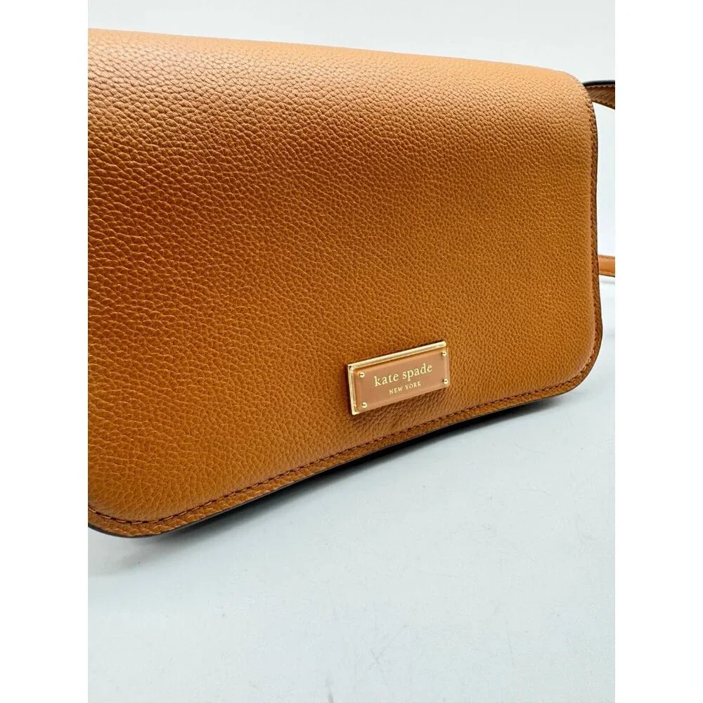 KATE SPADE NY Liv pebbled leather flap crossbody - Cavern Clay /Tan